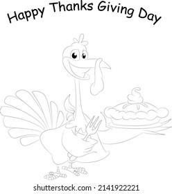 happy thanks giving coloring book page for kids