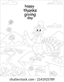 happy thanks giving coloring book page for kids