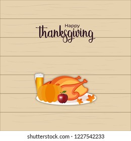 Happy thanks giving day, autumn festival. family traditional dinner. dinner party invitation card template design. vector illustration.