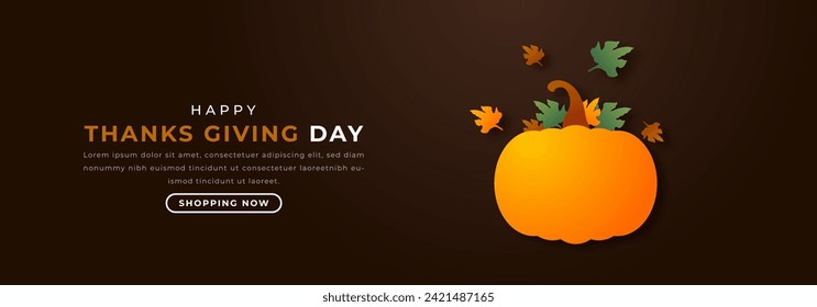 Happy Thanks Giving Day Paper cut style Vector Design Illustration for Background, Poster, Banner, Advertising, Greeting Card