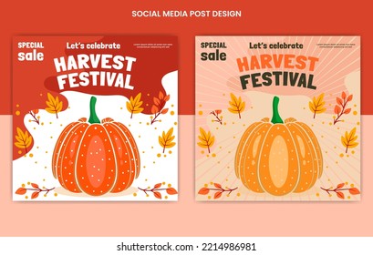Happy Thanks Giving Day post Template, set of thanksgiving Social Media Post Designs, pumpkin illustration card, Trendy set of vector cards, 
Thanksgiving Cards Collection