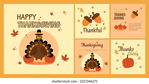 Happy Thanks Giving Day Poster Bundle. Suitable to use on Thanks Giving event. Also suitable for uploading social media at Thanks Giving event