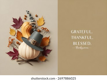happy thanks giving design elements. Thanksgiving greeting cards and invitations. Vector illustration. Happy Thanksgiving Day with pumpkin and nut.