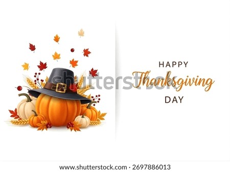 happy thanks giving design elements. Thanksgiving greeting cards and invitations. Vector illustration. Happy Thanksgiving Day with pumpkin and nut.