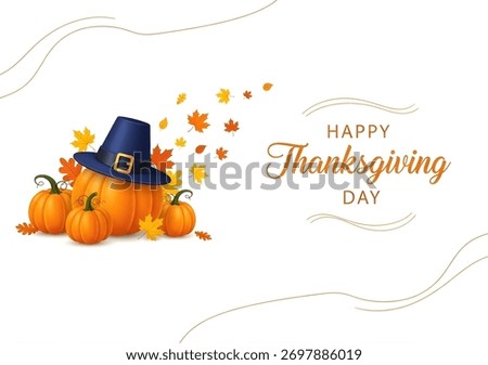 happy thanks giving design elements. Thanksgiving greeting cards and invitations. Vector illustration. Happy Thanksgiving Day with pumpkin and nut.