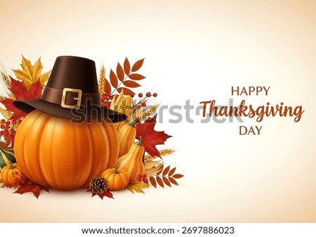 happy thanks giving design elements. Thanksgiving greeting cards and invitations. Vector illustration. Happy Thanksgiving Day with pumpkin and nut.
