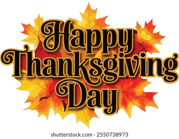 Happy thanks giving greeting invitations. vector illustration, typography.