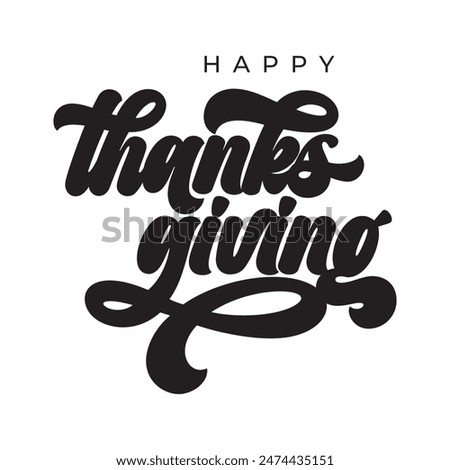 happy thanks giving text design vector isolated on white background