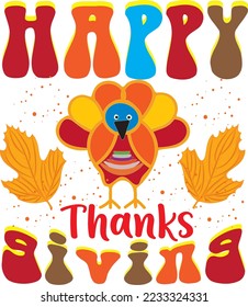 happy thanks giving typhograph t-shart design