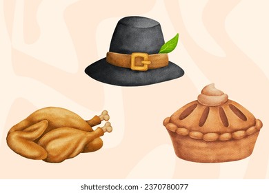 happy thanks giving watercolor illustration