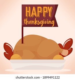 Happy thanksgivig turkey day autumn food icon- Vector