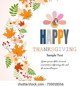 Happy thanksgiving abstract background frame with leaves and place for text. vector illustration