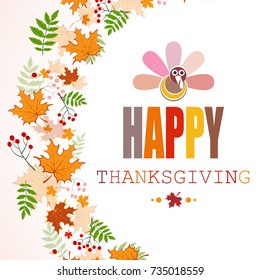 Happy thanksgiving abstract background frame with leaves and place for text. vector illustration