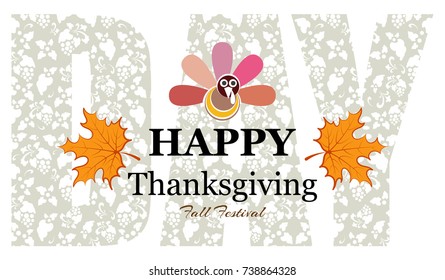 Happy thanksgiving abstract background. greeting card. poster. pumpkin,corn, bird turkey. vector illustration