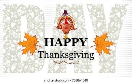 Happy thanksgiving abstract background. greeting card. poster. pumpkin,corn, bird turkey. vector illustration
