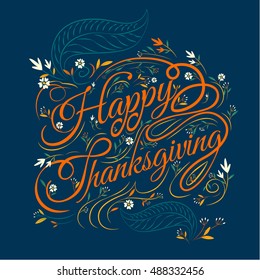 Happy Thanksgiving, Autumn  Background, Typography ,vector Illustration