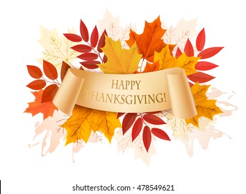 Happy Thanksgiving autumn background. Vector.