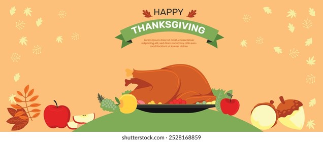 Happy Thanksgiving autumn celebration traditional background.