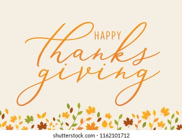 Happy Thanksgiving Autumn Fall Holiday Background Illustration with Leaves Vector Illustration for posters, flyers, online advertisement, social media, Greeting Cards, Holiday Cards