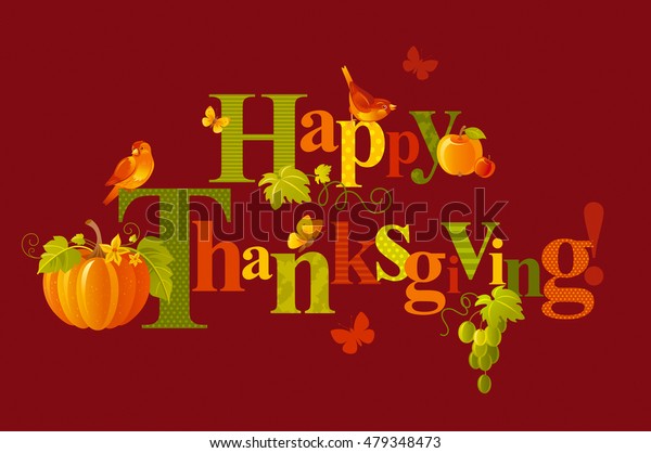 Happy Thanksgiving Autumn Logo Seasonal Icons Stock Vector
