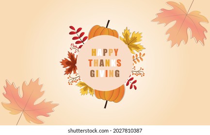 happy thanksgiving background autumn leaves vector illustration