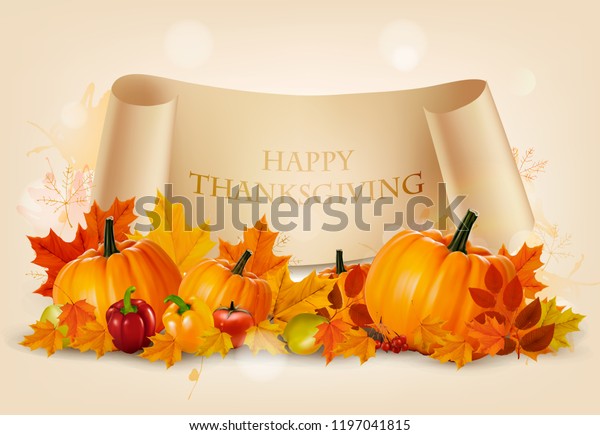 Joyeux Thanksgiving Arriere Plan Vert Avec Legumes Image Vectorielle De Stock Libre De Droits