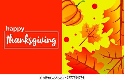 Happy Thanksgiving background. Fall leaves autumn season with yellow orange and red colors and nature themes. Vector