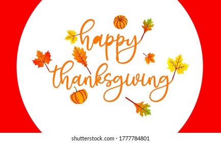 Happy Thanksgiving background. Fall leaves autumn season with yellow orange and red colors and nature themes. Vector