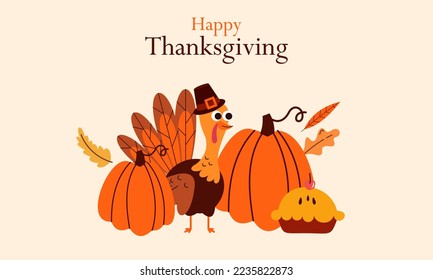 Happy thanksgiving background in flat design