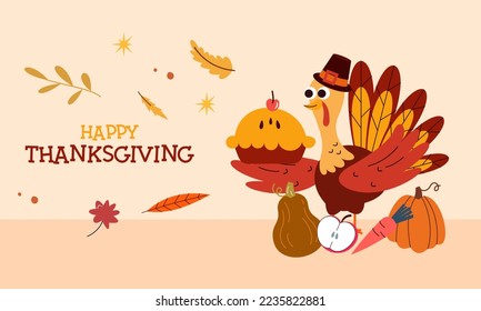 Happy thanksgiving background in flat design
