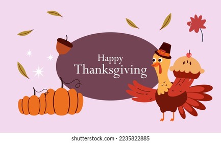 Happy thanksgiving background in flat design