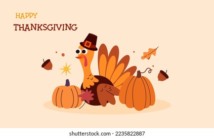 Happy thanksgiving background in flat design