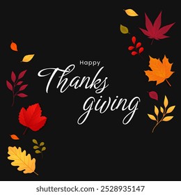 Happy thanksgiving background with typography design. Thanksgiving banner, card, poster template. Vector illustration