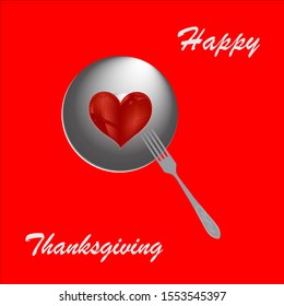 Happy Thanksgiving background. Vector illustration on a red background.