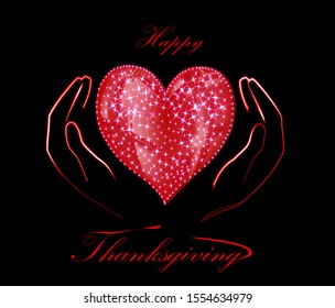 Happy Thanksgiving background. Vector illustration on a black background.