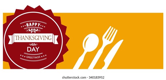 Happy Thanksgiving background Vintage label with kitchen item. Thanksgiving Day Typographic website banner Design. vector template illustration