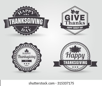 Happy Thanksgiving Badges and Labels, vector illustration