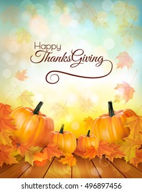 Happy Thanksgiving banner with autumn vegetables. Vector.