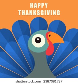 Happy thanksgiving banner. Cartoon turkey bird. Vector background