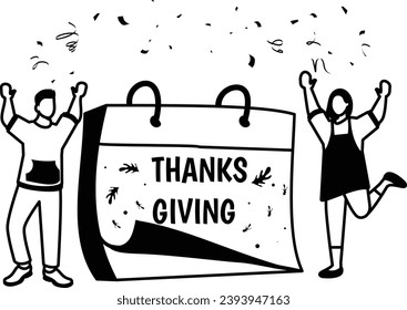 Happy Thanksgiving Banner concept, People are Celebrating November Holidays vector icon design, Thanksgiving Day symbol, family reunion sign, Annual proclamations and observances stock illustration