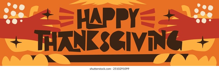 Happy Thanksgiving Banner. Happy Thanksgiving Day Leaves Banner Vector