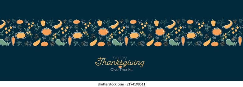 Happy Thanksgiving banner. Flat vector illustration.