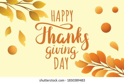 Happy Thanksgiving. Banner / greeting card with autumn berries and branches
