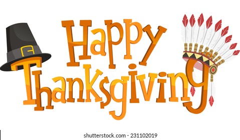 Happy Thanksgiving Banner Sign, Vector Illustration Image. 