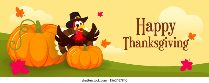 Happy Thanksgiving Banner Vector Illustration Turkey Stock Vector ...