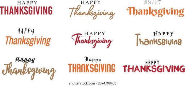 Happy Thanksgiving beautiful hand drawn lettering typography over white background