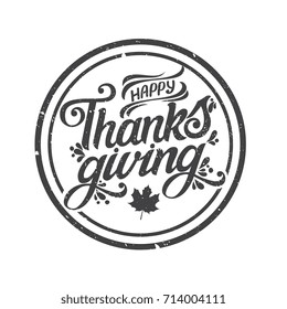 Happy Thanksgiving beautiful inscription, lettering. Vector illustration.  Celebration quote "Happy Thanksgiving" for stamp, greeting card.