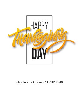 Happy thanksgiving brush hand lettering. Calligraphy vector illustration EPS10