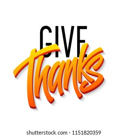 Happy thanksgiving brush hand lettering. Calligraphy vector illustration EPS10