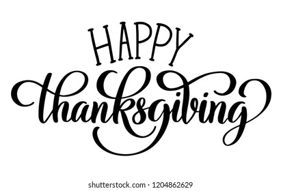 Happy Thanksgiving Brush Hand Lettering Isolated Stock Vector (Royalty ...